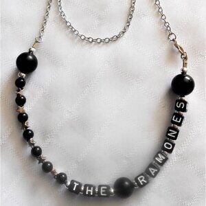Handmade THE RAMONES necklace with 6mm acrylic beads and Tibetan silver stars
